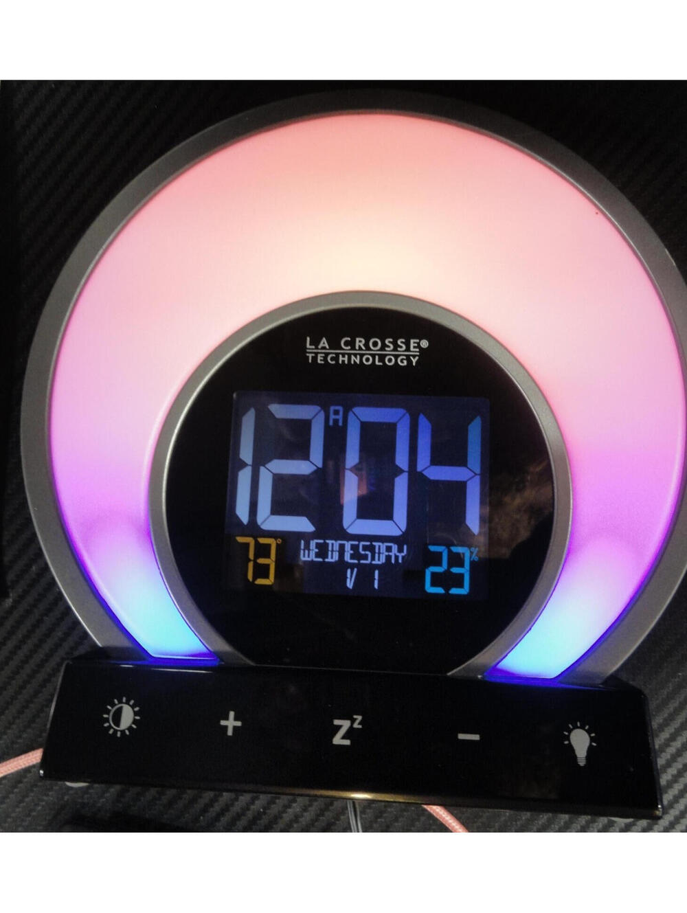 La Crosse, Soluna Mood Light Alarm Clock | Indoor Temperature Humidity Calendar
